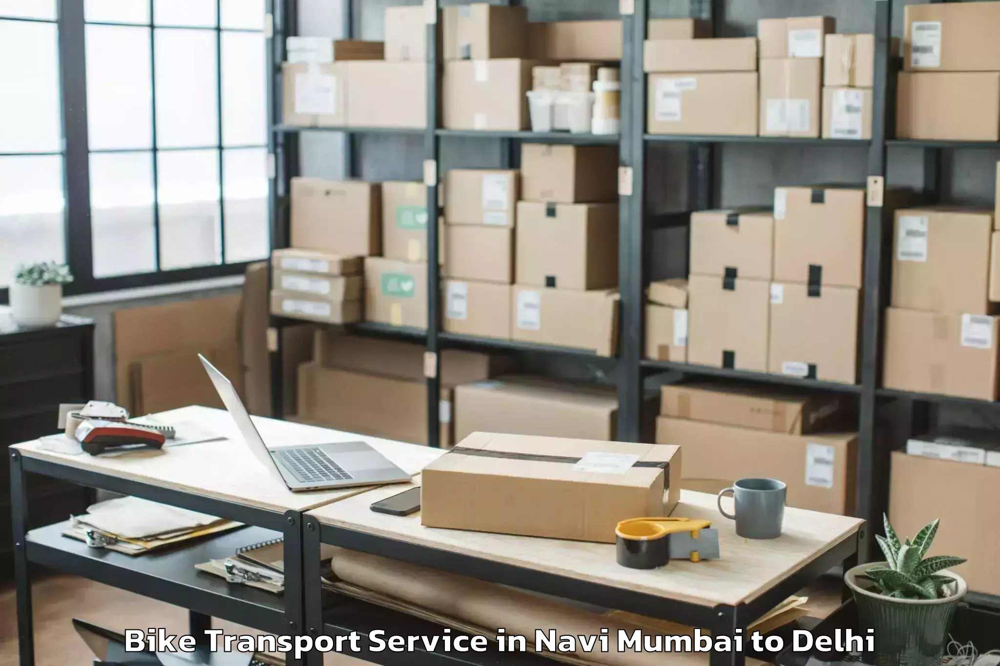 Hassle-Free Navi Mumbai to Chanakya Puri Bike Transport